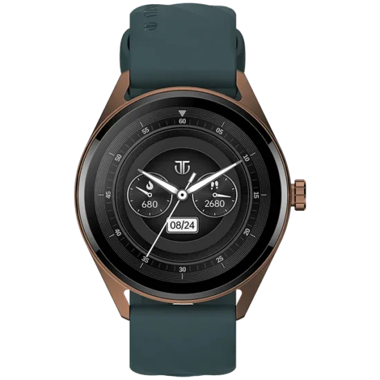 TITAN Crest Smartwatch with Bluetooth Calling (36.3mm AMOLED Display, IP68 Water Resistant, Teal Strap)