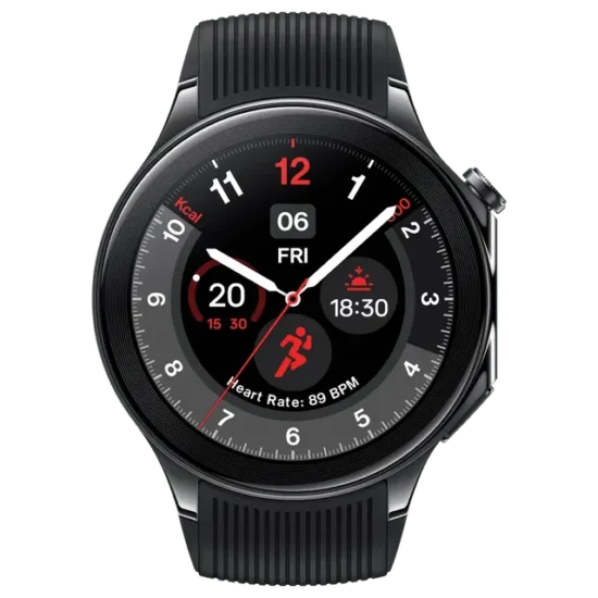 OnePlus Watch 2 WiFi + Bluetooth Google Wear OS4 Smartwatch (36.3mm AMOLED Display, GPS, Black Steel Strap)