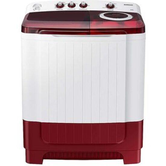 Samsung 8.5 Kg Semi-Automatic 5 Star Top Loading Washing Machine (WT85R4200RR/TL, Light Grey, Red Lid (Transparent), Hex